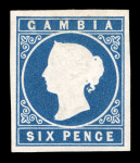 Stamp of Gambia Gambia 1869 De La Rue 6d blue, lh mint with good to large margins
