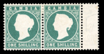 Stamp of Gambia 1880-81 CC 1s green, lh mint right gutter marginal