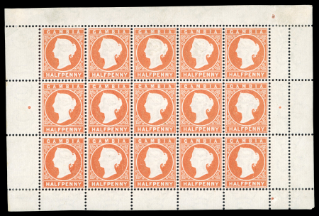 Stamp of Gambia 1880-81 CC 1/2d dull orange, mint and mint nh complete