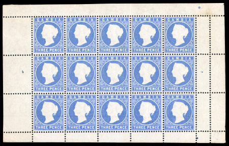 Stamp of Gambia 1880-81 CC 3d pale dull ultramarine, mint and mint