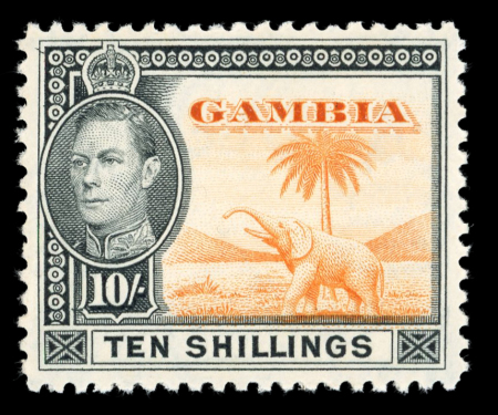 Stamp of Gambia 1938-46 Pictorial 1/2d to 10s, lh mint part set of