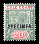Stamp of Gold Coast 1889-1894 QV CA 5s to 20s mint nh complete set of four,