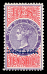 Stamp of Australia » New South Wales 1894-1904 Postage 10s violet and rosine, perf. 12 x