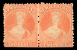 Stamp of New Zealand 1873 Chalon No Wmk 2d vermilion, mint nh horizontal