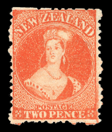 Stamp of New Zealand 1873 Chalon "NZ" wmk 2d vermilion, unused without gum,