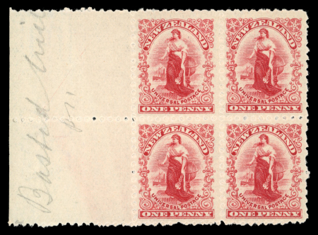 Stamp of New Zealand 1892-1938 Universal Penny Postage 1d carmine, on Basted