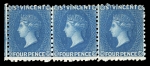 Stamp of St. Vincent 1862-68 No wmk 4d deep blue, mint horizontal strip
