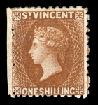 Stamp of St. Vincent 1869 No wmk 1s brown, mint single, very fresh, very