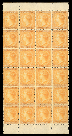 Stamp of St. Vincent 1881 Small Star 1/2d orange, mint nh sheet marginal