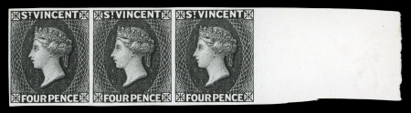 Stamp of St. Vincent 1882-83 Plate Proof 4d black, right sheet marginal