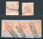 Stamp of Italian States » Naples Naples 1858 2gr used (2) and on piece with 5gr