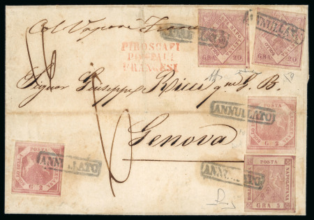 Stamp of Italian States » Naples 1858 (Aug 24) cover sent by sea from Naples to Genoa,