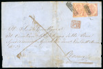 Stamp of Italian States » Naples Naples 1859 outer letter sheet to Rome franked 10gr and 50gr
