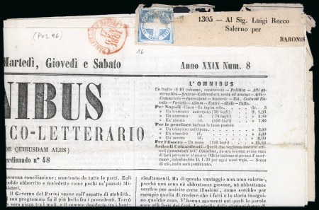 Stamp of Italian States » Naples 1861 1/2t Savoy Cross on newspaper