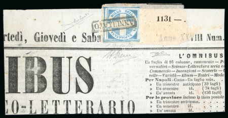 Stamp of Italian States » Naples 1860-61 1/2t Savoy Cross on part newspaper