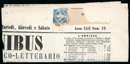 Stamp of Italian States » Naples 1861 1/2t Savoy Cross on newspaper