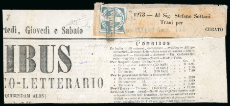 Stamp of Italian States » Naples Undated 1860s newspaper front to Curato .