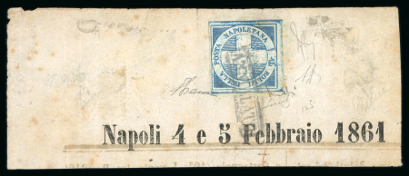 Stamp of Italian States » Naples 1861 dated fragment with 1/2t Savoy Cross