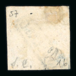 Stamp of Italian States » Naples ½ tornese blue 'Savoy Cross', position no. 57 of the De Angelis-Pecchi classification. Cancelled with partial boxed black 'ANNULLATO