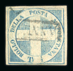Stamp of Italian States » Naples ½ tornese blue 'Savoy Cross', with marginal watermark,