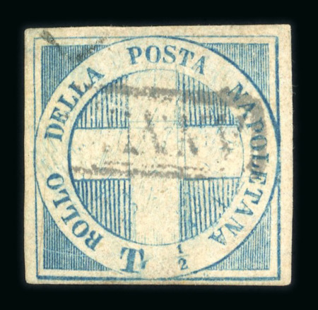 Stamp of Italian States » Naples ½ tornese blue 'Savoy Cross', with marginal watermark,