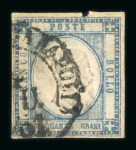 Stamp of Italian States » Naples Neapolitan Provinces 50 grana ultramarine slate used. Cancelled with partial small circular postmark of Naples in black