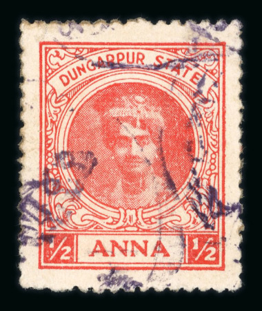 Stamp of Indian States » Dungarpur 1939-46 1/2a vermilion die I perf.12, seven examples