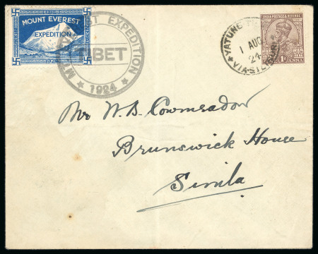 Stamp of Tibet » British and Indian Post Offices Mount Everest Expedition cover and vignettes