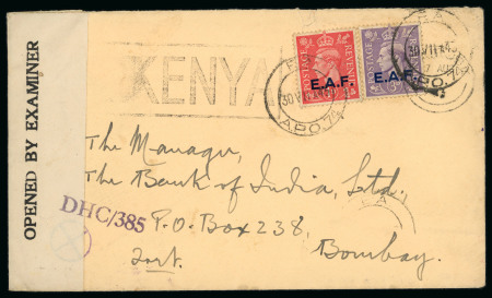 Stamp of British Occupation of Italian Colonies » Somalia Somalia 1945 censored cover to India