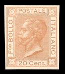 Stamp of Italy » Regno d'Italia Proofs 1877 20c pale brown-orange imperf unused