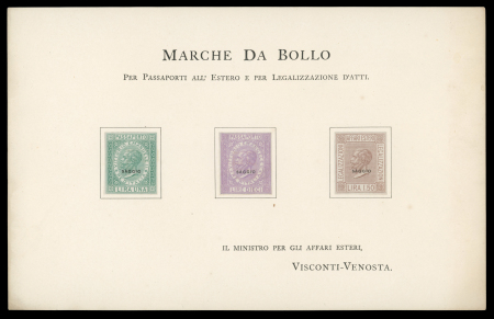 Stamp of Italy » Regno d'Italia Proofs 1864 Revenues Marche Da Bollo imperf specimens on printed page
