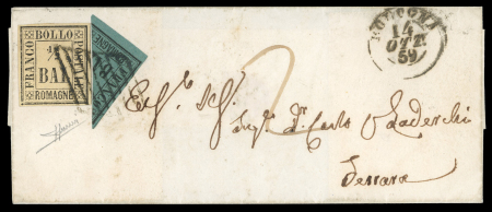 Stamp of Italian States » Romagna Romagna 1859 unique bisect cover