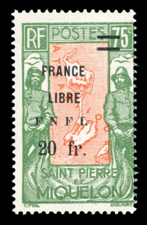 Stamp of Colonies françaises » St. Pierre et Miquelon 1941, France Libre YT n° 290 neuf ** variété surcharge
