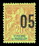 Stamp of Colonies françaises » St. Pierre et Miquelon 1912, type Groupe surchargés 05/20 (YT n° 97) deux