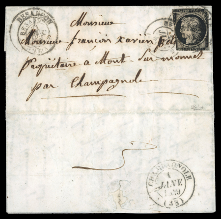 Stamp of France » Type Cérès de 1849-1850 1849, Lettre du 31 décembre 1848 de Besançon (Doubs)