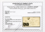 Stamp of France » Type Cérès de 1849-1850 1849, Cérès Y&T n° 3 20c noir en paire oblitéré grille
