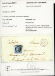 Stamp of France » Type Cérès de 1849-1850 1850, Cérès Y&T n°4 25c bleu avec pré-découpe privée