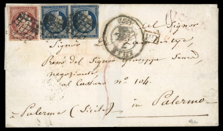 Stamp of France » Type Cérès de 1849-1850 1851, Lettre de Lille pour Palermo (Sicilia) par la