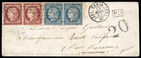Stamp of France » Type Cérès de 1849-1850 1852, Lettre de Paris pour San Francisco (California,