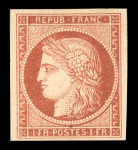 Stamp of France » Type Cérès de 1849-1850 1849, Cérès Y&T n°7 1f vermillon, neuf * avec gomme
