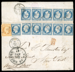 Stamp of France » Empire 1853-1862 1855, Lettre de Kamiesch (Crimée) pour New York (USA),