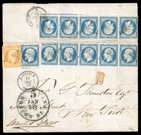 Stamp of France » Empire 1853-1862 1855, Lettre de Kamiesch (Crimée) pour New York (USA),