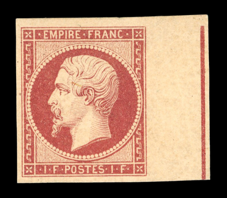 Stamp of France » Empire 1853-1862 1853, Napoléon non dentelé Y&T n°18c, 1f carmin bord