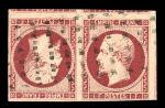 Stamp of France » Empire 1853-1862 1853, Napoléon non dentelé Y&T n°18, 1f carmin en paire