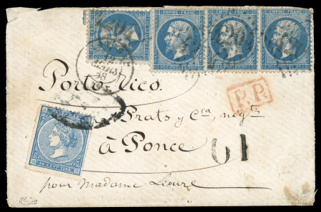Stamp of France » Empire 1853-1862 1868, Lettre de Le Vigan (Gard) pour Ponce (Porto Rico)