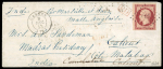 Stamp of France » Empire 1853-1862 1853, Enveloppe de Cannes à destination de l'Inde affranchie