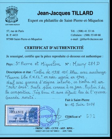 1941-1942, série de 4 timbres non-émis Maury (2010)