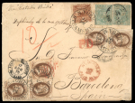 1875 (17 Apr) envelope to Barcelona franked pair 50c. and US stamps, to Barcelona.