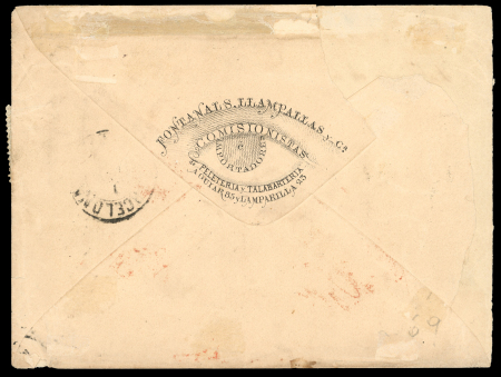 1875 (17 Apr) envelope to Barcelona franked pair 50c. and US stamps, to Barcelona.