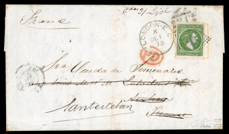 1875 (Dec. 1) entire to a seminarian in France, redirected to Santesteban, Basque Region